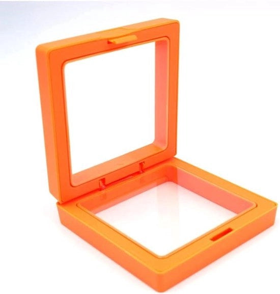Display a Sospeso a 3D - Transparente - Cassetta per Gioielli - Supporto per Monete - Adatto per Decorazione Interna - Arancione e Bianco - 10 pezzi.