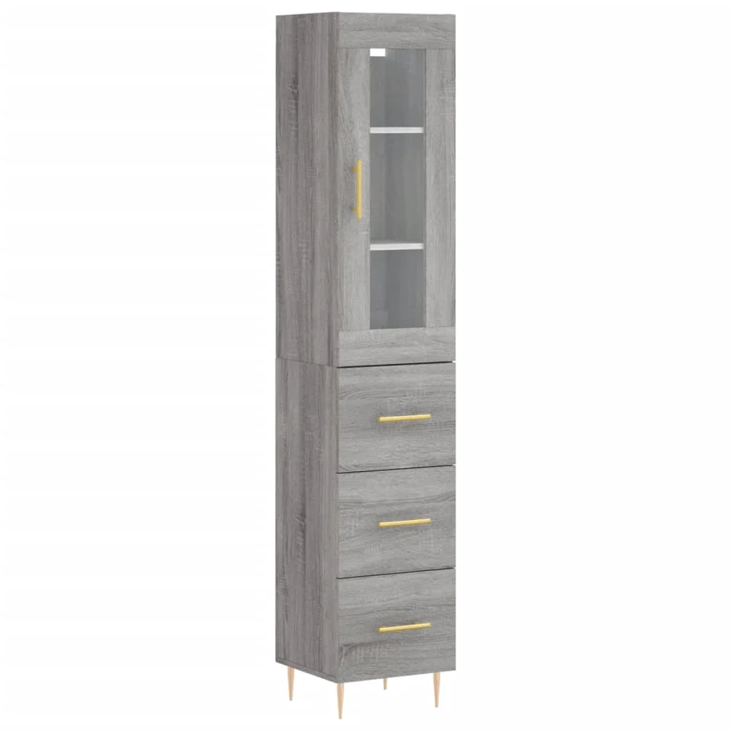 Buffet credenza cassettiera armadio mobile contenitore organizer cucina soggiorno salotto rovere Sonoma alto 34,5 x 34 x 180 cm legno ingegnerizzato grigio 02_0035219
