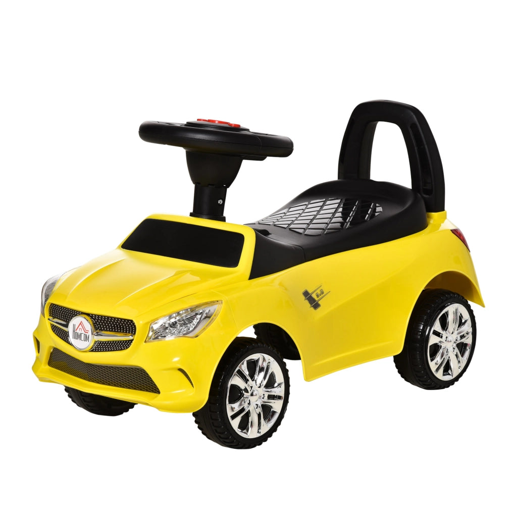 Macchinina Cavalcabile per Bambini con Volante e Luci ¨C zephmum ¨C Giallo 63.5x36x28 cm