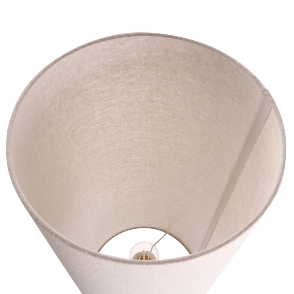 Lampada da terra con base in ceramica beige e paralume alto in tessuto in stile originale