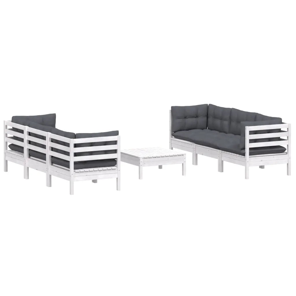 Set Divani da Giardino 7 pz con Cuscini Antracite Legno di Pino 3096119