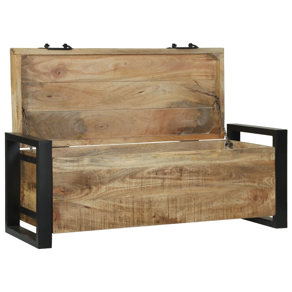 Baule di Stoccaggio 80x30x30cm in Legno di Mango e Metallo