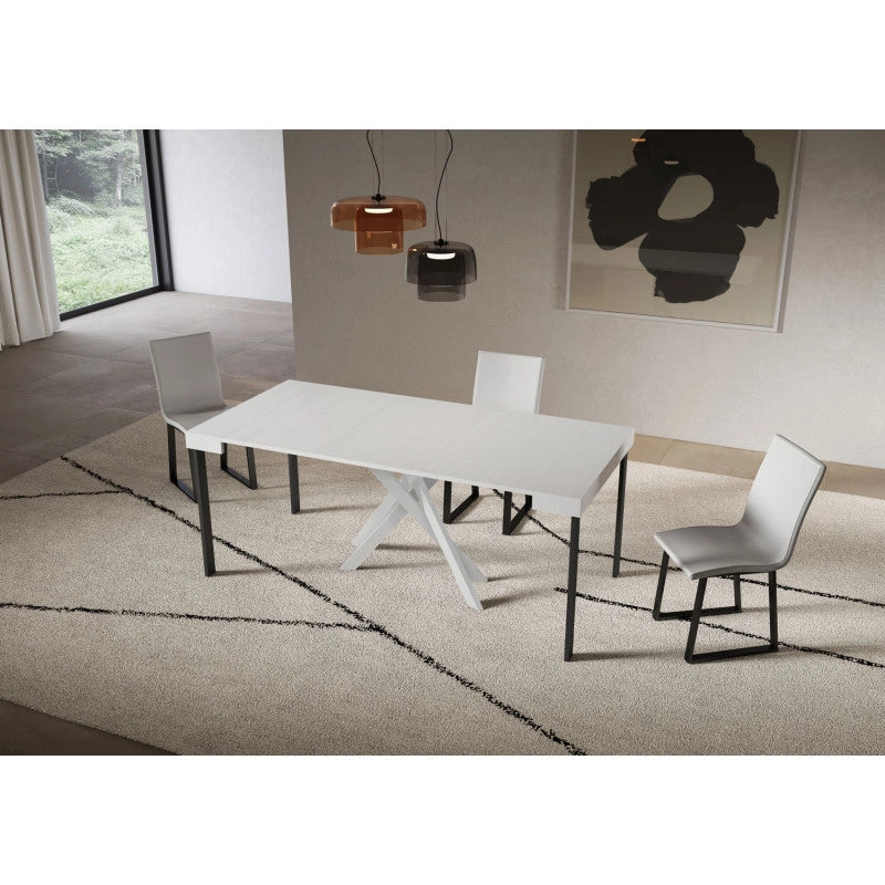 Consolle allungabile 90x40/196 cm Saki Small telaio Bianche - Bianco Frassino