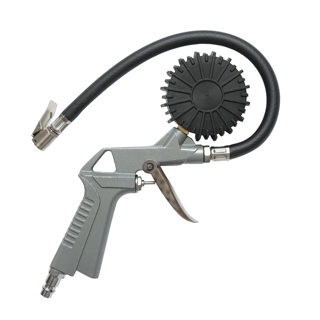 Pistola professionale per gonfiaggio pneumatici con tubo da 340 mm e manometro meccanico 0–16 bar