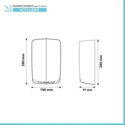 Asciugamani elettrico cromo satinato con fotocellula risparmio energetico 1000 W