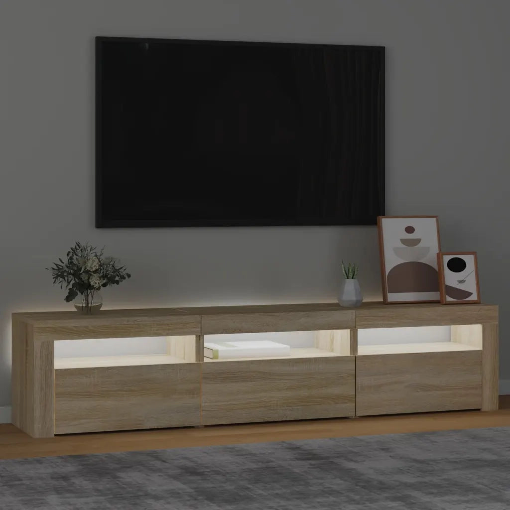 Mobile Porta TV con Luci LED Rovere Sonoma 180x35x40 cm 3152756