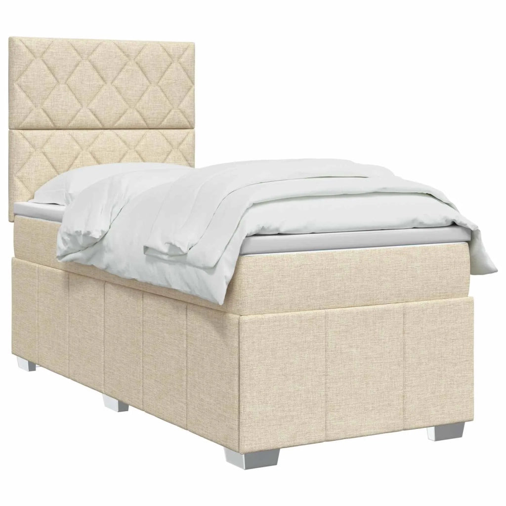 Letto box spring con materasso Crema 100 x 200 cm Tessuto 3454083