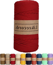 Filamento a nastro a 4mm x 130m in poliestere intrecciato per cestino di maglia, corda di macramè, filamento elastico per borsa di maglia DIY - Rosso