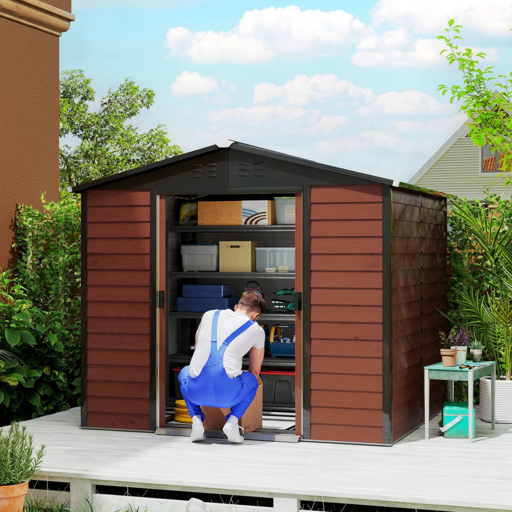 Capanno da giardino in metallo ¨C zephmum ¨C Teak 240x206x198 cm
