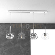 SOSP. CROMO RETTANGOLARE 4 LUCI VETRI TUTTI PICCOLO (2 X TRASPARENTE + 2 X CROMO) 1155CR-S4 RP-TC