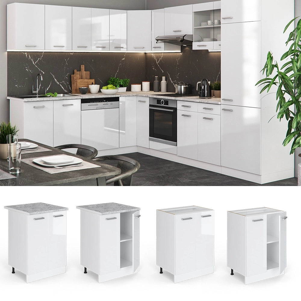 Mobiletto base cucina R-Line Bianco lucido/Bianco 60 cm senza piano di lavoro Vicco