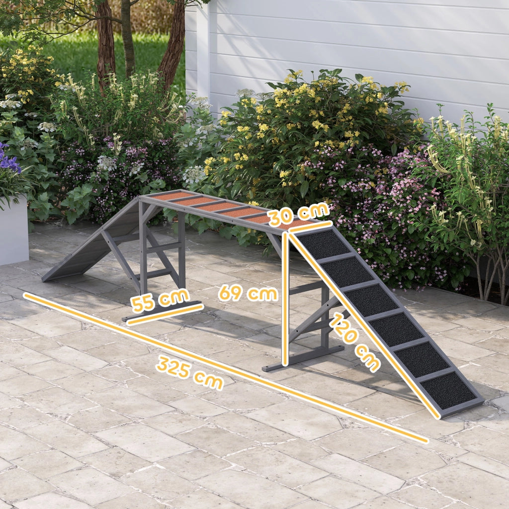 Ponte Agility per Cani ¨C zephmum ¨C Grigio 335x55x60 cm