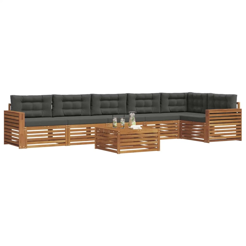Set di divani da esterno con cuscino 7 pcs Naturale e Antracite