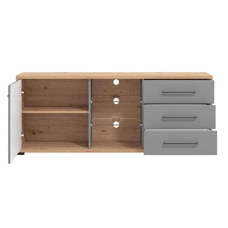 porta tv un anta tre cassetti moderno minimal in legno cm 161 5x40x65 h - ELLI