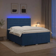Letto Box Spring LED con Materasso Blu 200 x 200 cm Tessuto 3455681