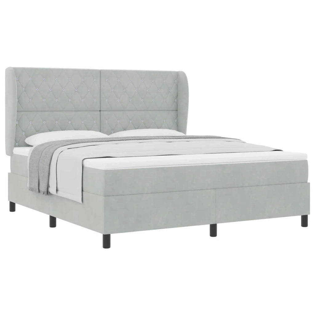Letto a molle con materasso Grigio chiaro 200 x 180 cm Velluto 3340886