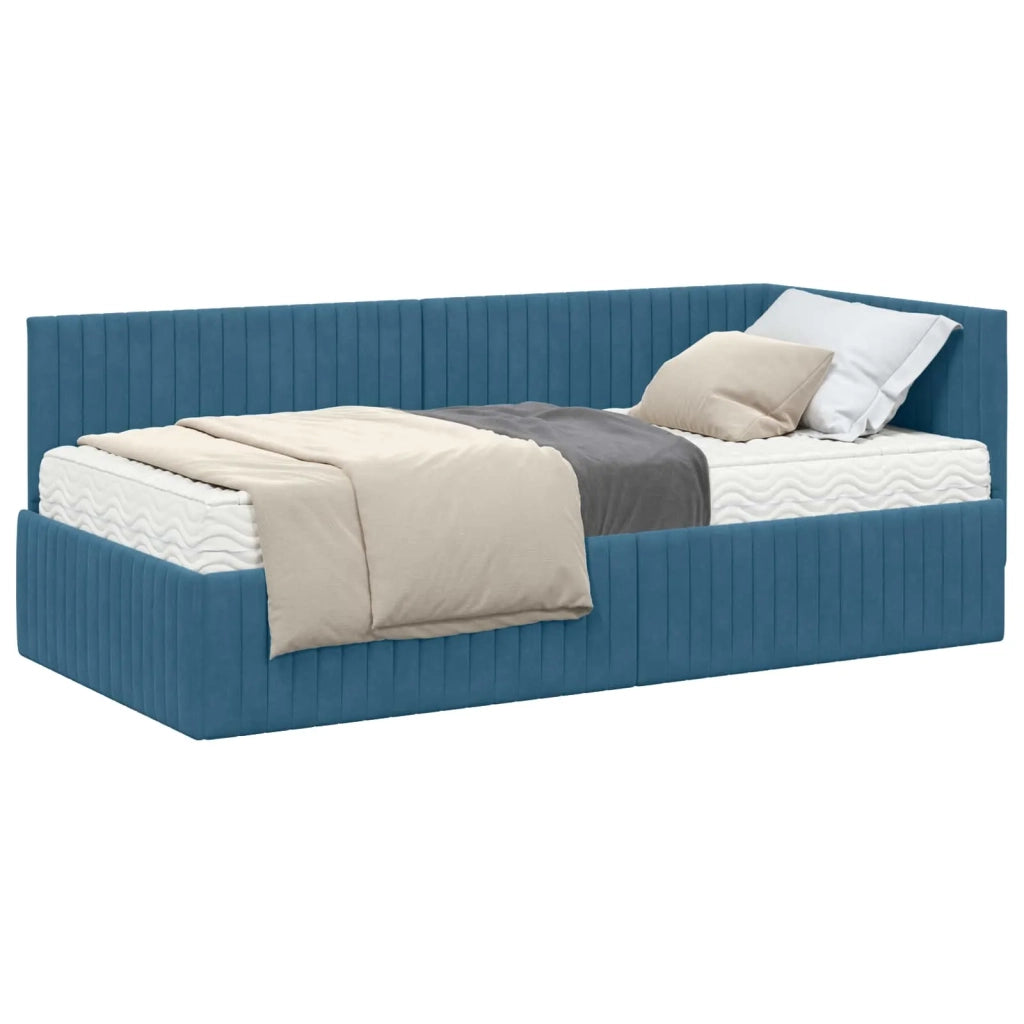 Struttura Letto Angolare con Materasso 2 pcs Blu Velluto 3393807