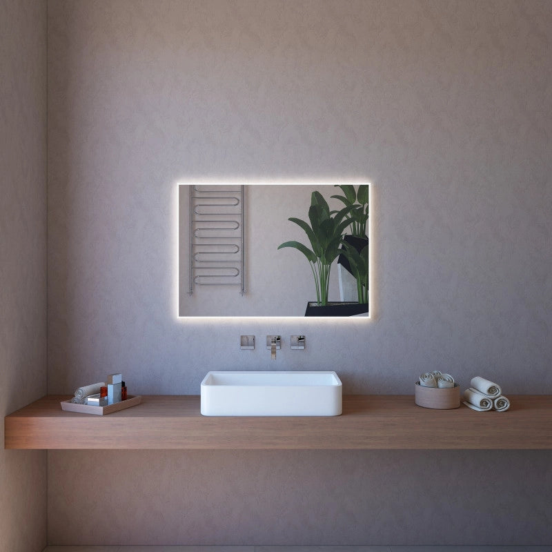 Specchio da Parete Retroilluminato a LED 100X70 cm spessore 4 mm Telagio Grigio in PVC