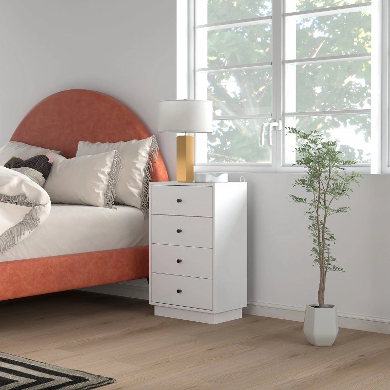 Cassettiera moderna a 4 cassetti in legno bianco 47 x 29 x 75 cm