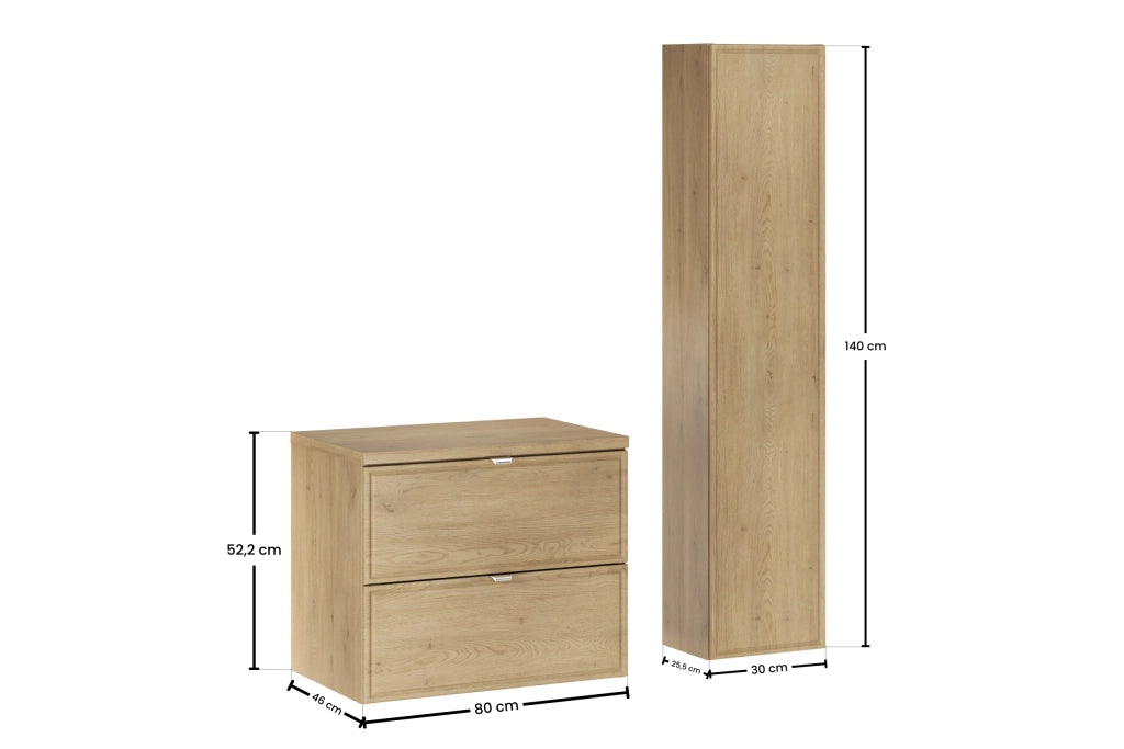 Set mobili bagno 60 cm con piano e Szafką wysoką Terra Cremona 60 cm