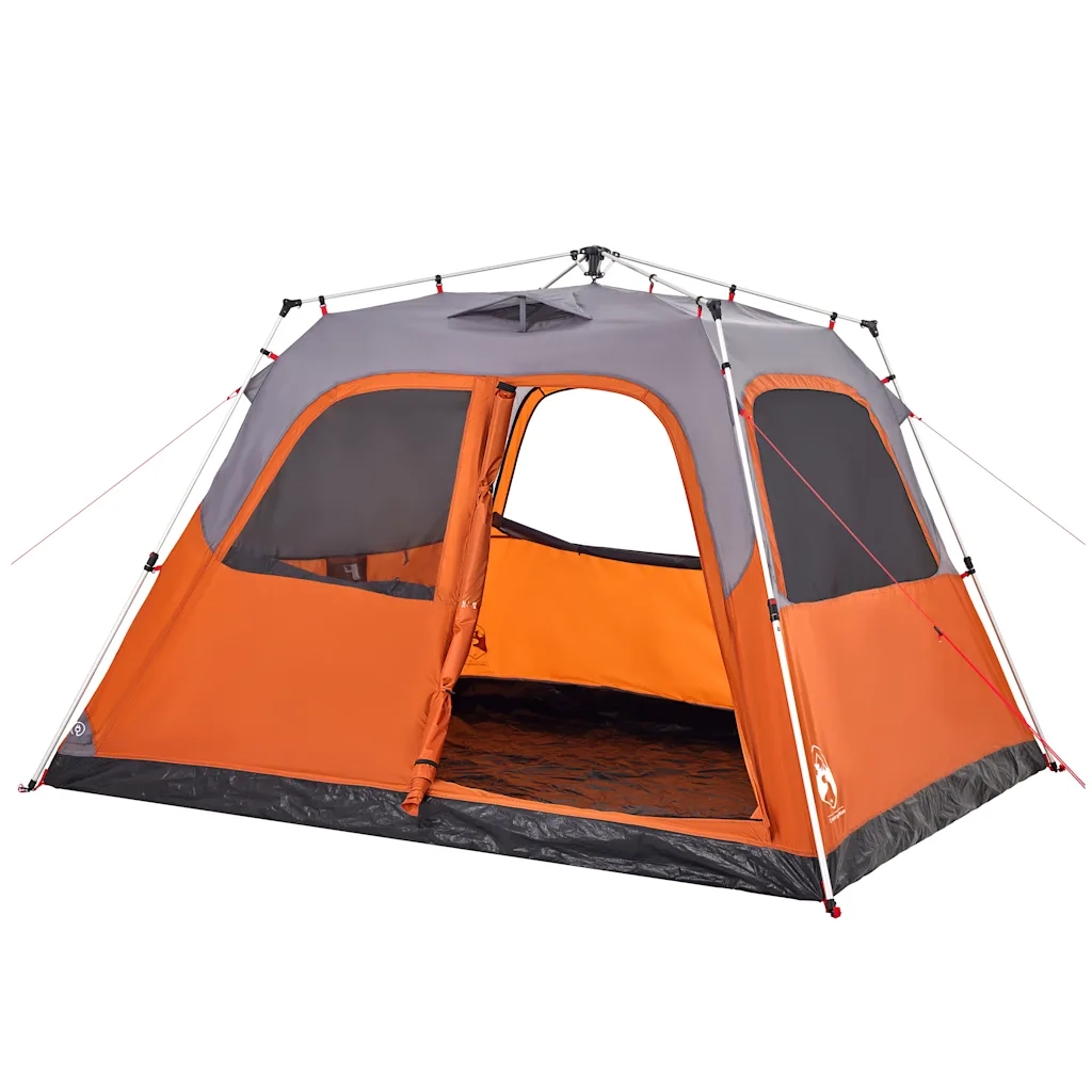 Tenda a Cupola 6 Persone Grigio e Arancione a Rilascio Rapido 4004235