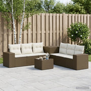 Set di divani 8 pz Marrone e Bianco Crema 3448488