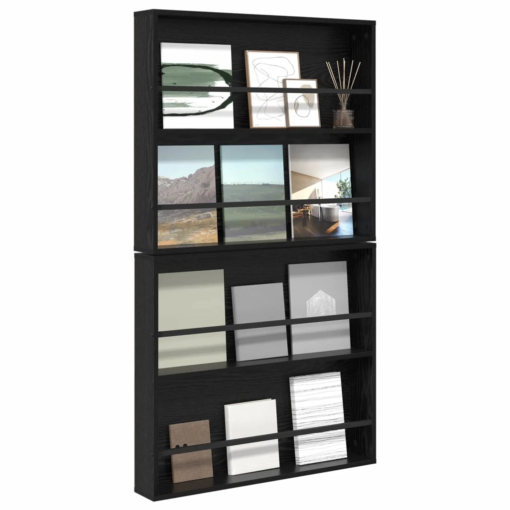 Scaffale per riviste 2 pcs Rovere Nero 80 x 12 x 70 cm 890841