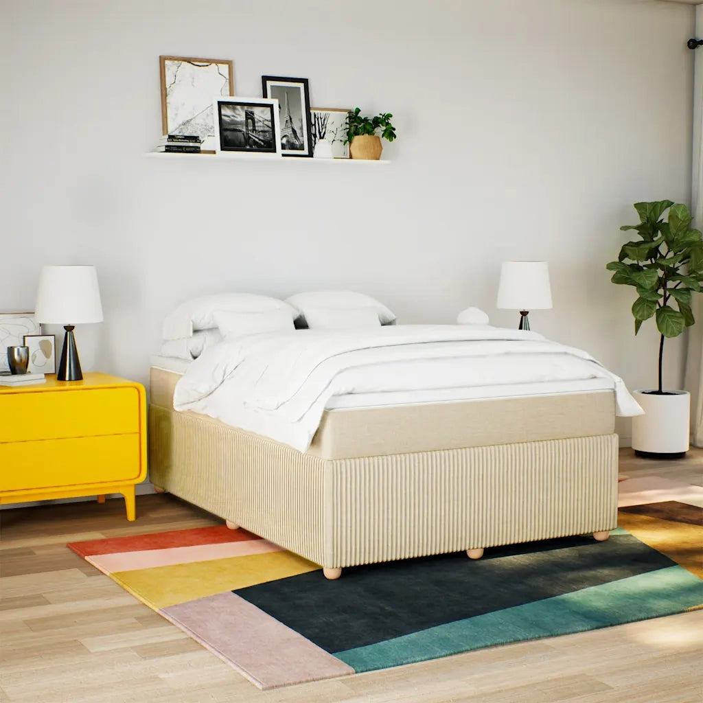Giroletto a Molle con Materasso Crema 140x19 cm in Tessuto 3285572