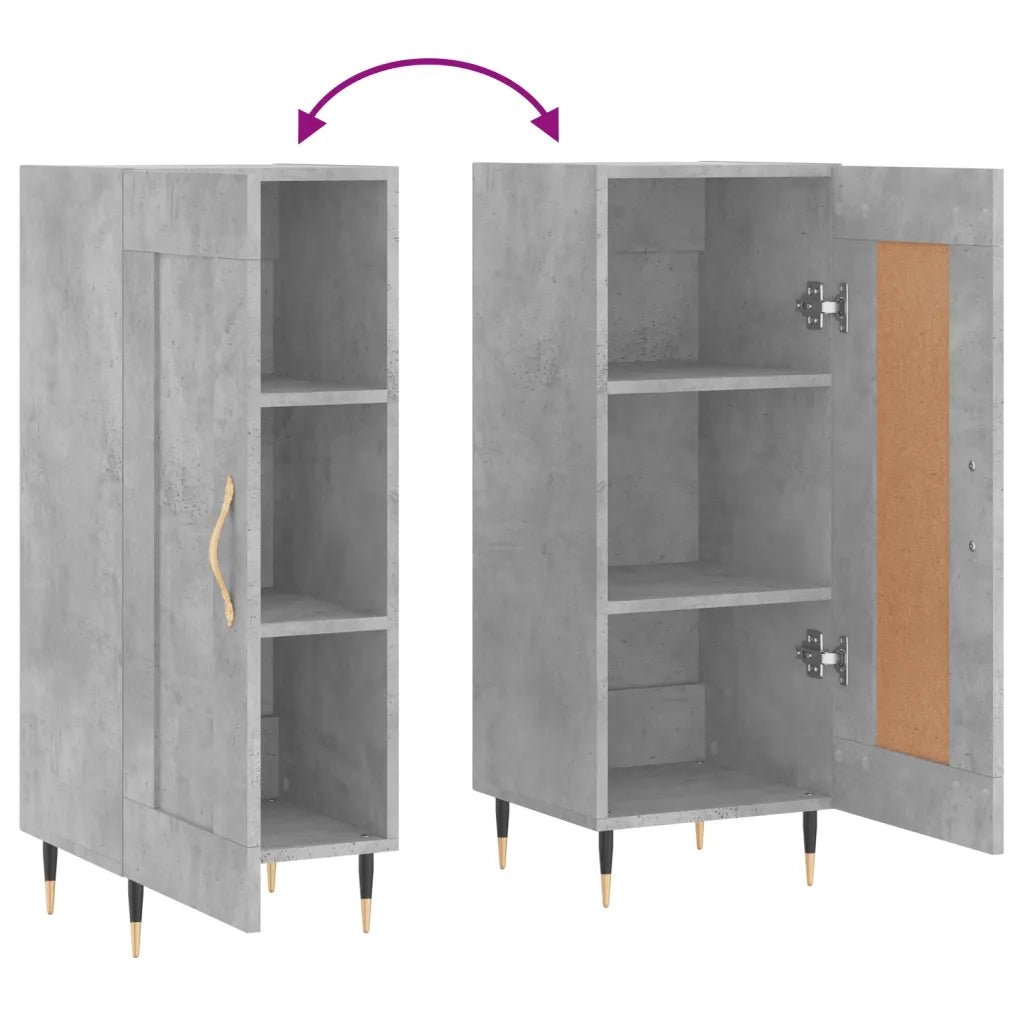 Credenza | Madia | Buffet da pranzo | Armadio da pranzo Grigio Cemento 34,5x34x90 cm in Legno Multistrato