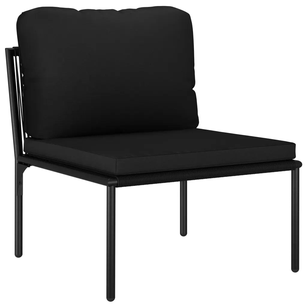 Set Divani da Giardino 3 pz | Set Salotto da Giardino con Cuscini Neri in PVC