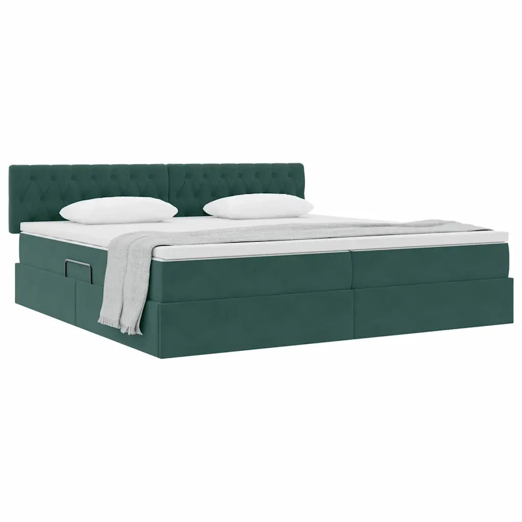 Letto con Contenitore Verde Scuro 200 x 200 cm Velluto