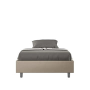 Letto matrimoniale francese con rete imbottito 140x210 similpelle tortora Azelia