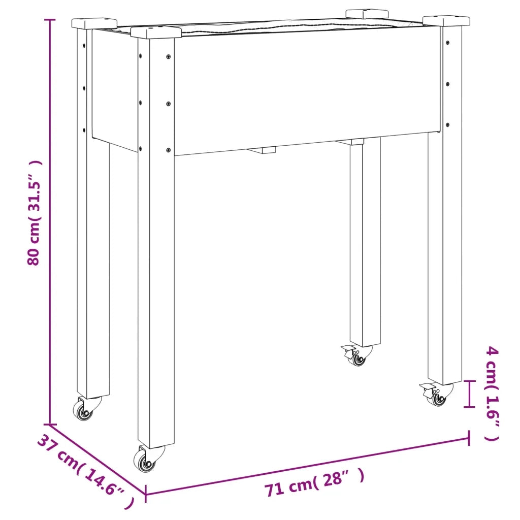 Fioriera con Ruote e Fodera-Vaso con Mensola 71x37x80 cm Legno Massello di Abete