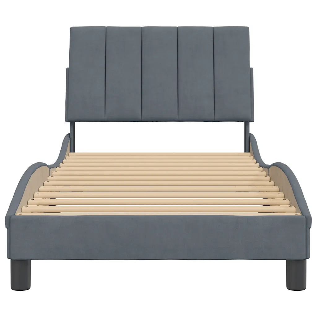 Giroletto senza Materasso-Struttura Letto Hanko Grigio Scuro 90x190 cm Velluto