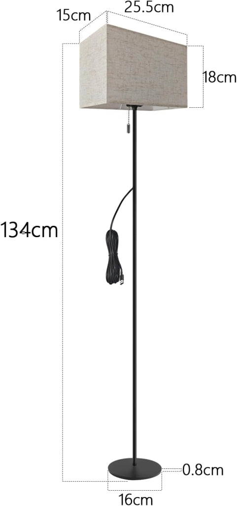 ZMH Lampada da terra LED retrò paralume tessuto dimmerabile interruttore cavo per soggiorno