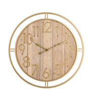 Orologio da Parete Legno e Metallo Dorato Moderno 60 cm - REGALITÀ