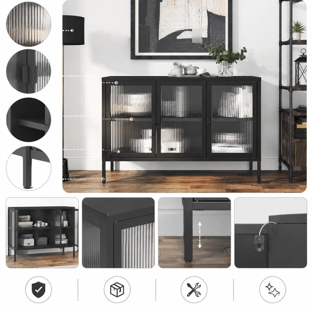 Sideboard Black 105x35x70 Cm Glass And Steel