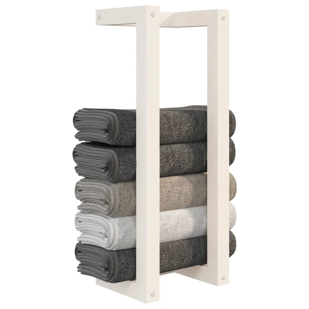 Portasciugamani Bianco 23x18x60 cm in Legno Massello di Pino cod mxl 40097
