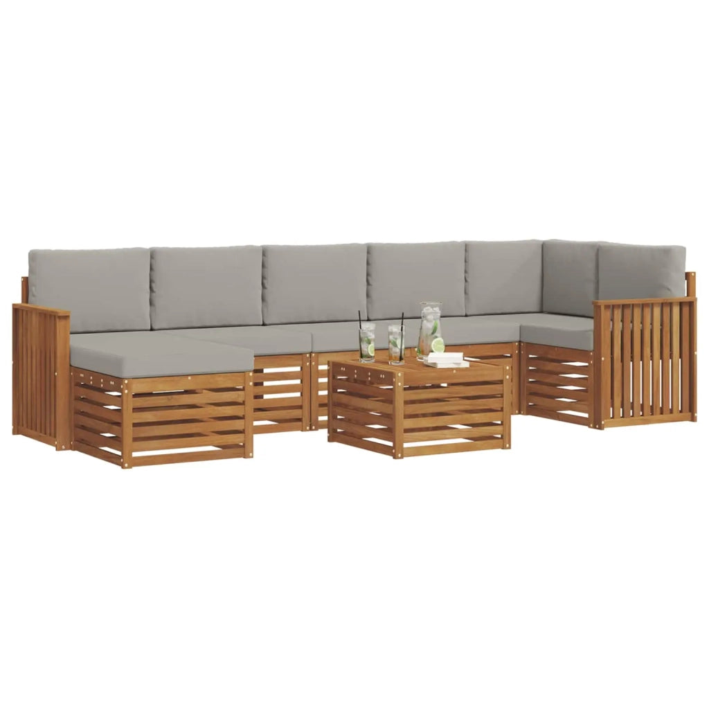 Set divano sezionale con cuscino 8 pcs Grigio Naturale e Chiaro 3375206