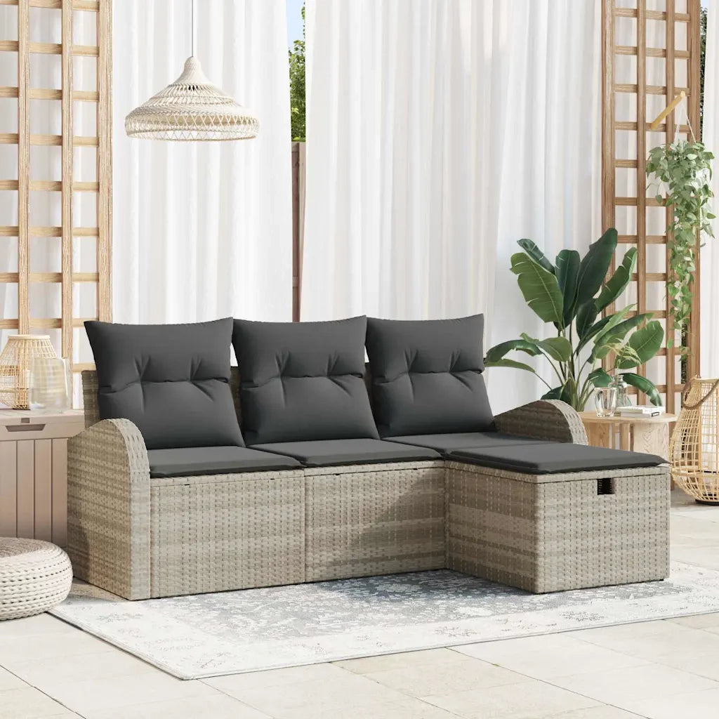 Set di divani con cuscino 4 pcs Grigio chiaro polyrattan 3359051