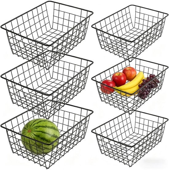 Set di contenitori per cavi da 6 - Contenitori per cavi in metallo - Organizzatore per bagno/ufficio - Riutilizzabile - Dimensioni 28x22x12cm/36x29x16cm - Contenitore per opbergen