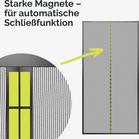 Veloce schermo per finestra da balcone, 100 x 210 cm, schermo per finestra da balcone e terrazza di alta qualità, nero, senza perforazione, con forti magneti