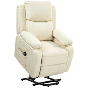 Poltrona Elettrica Reclinabile Alzapersona ¨C Minimal ¨C in Pelle, Bianco Crema