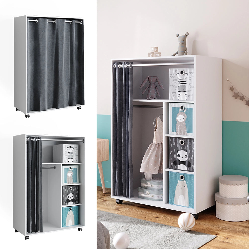 Vicco Armadio multifunzione Bianco 100 x 146.6 cm con box pieghevole