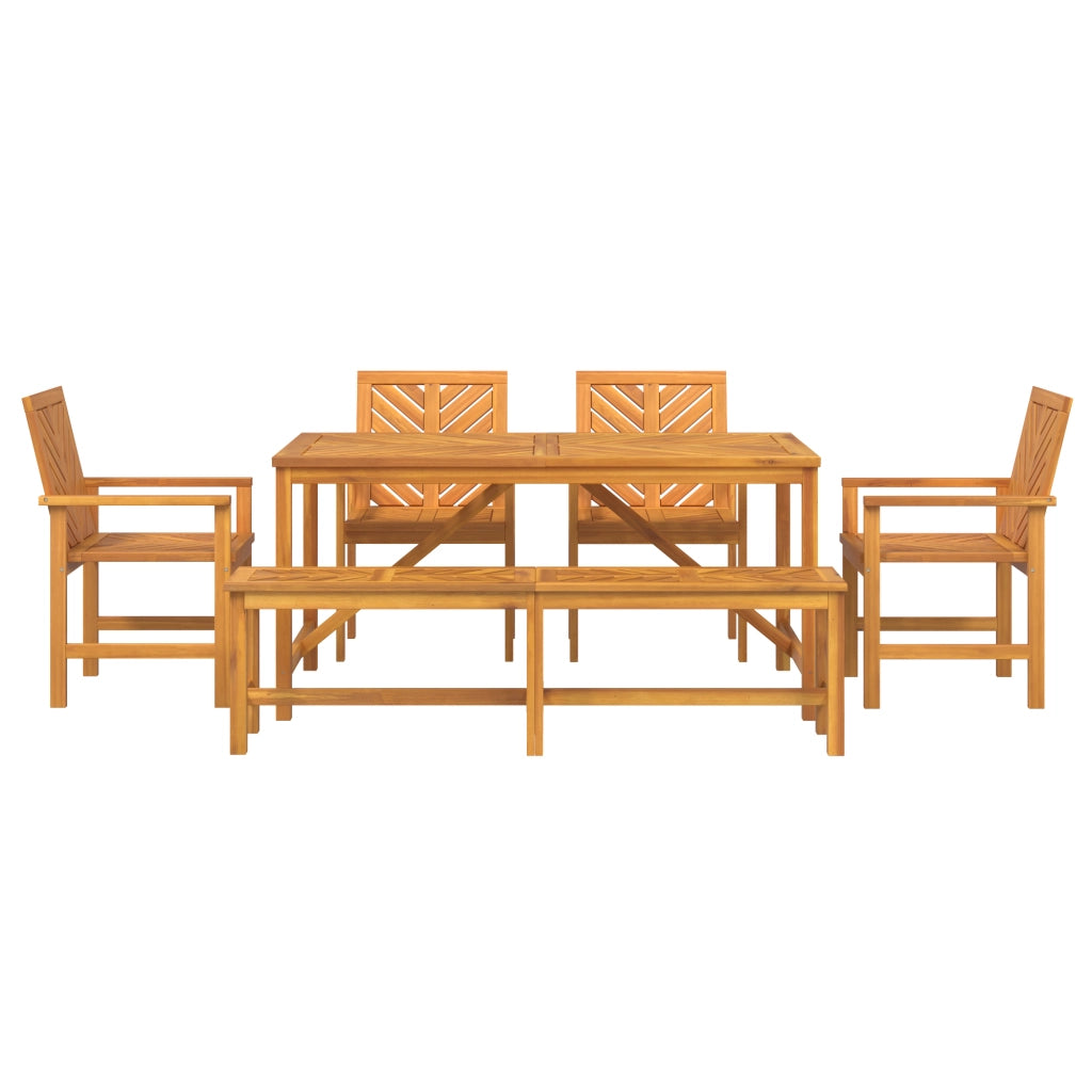 Set da pranzo per giardino 5 pezzi in legno massello di acacia