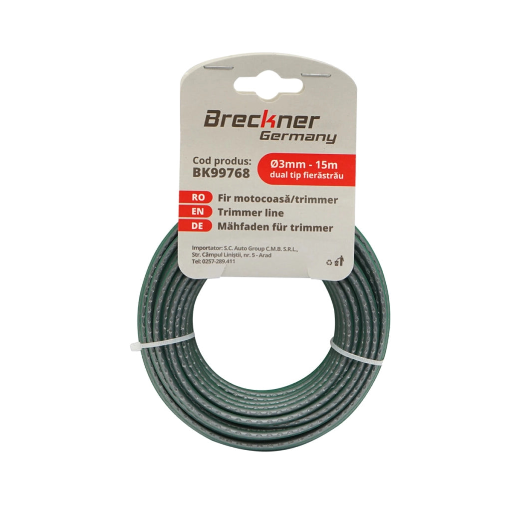 Filo seghettato grigio per decespugliatore 3mmx15m Breckner Germany