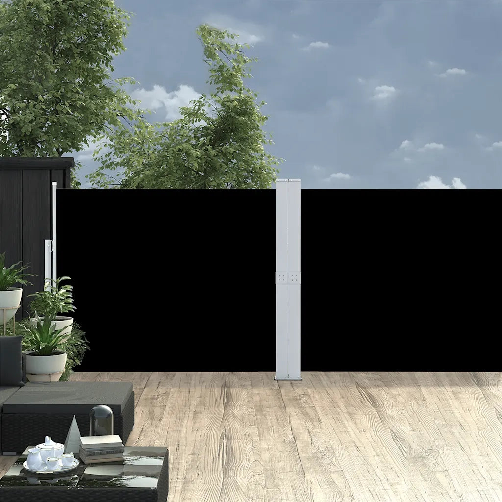 Tenda Laterale Retrattile per Patio 140x1200 cm Nera 313387
