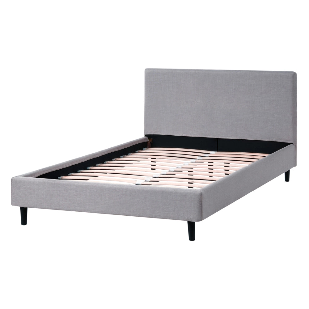 Letto matrimoniale in tessuto grigio chiaro 120 x 200 cm con rete stile contemporaneo