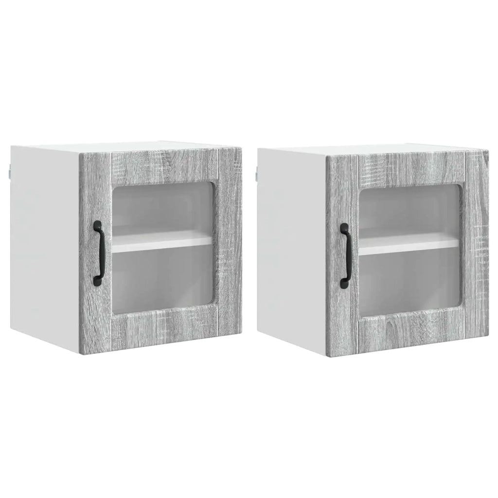 Mobile in vetro da parete PORTO 2 pcs Grigio Sonoma