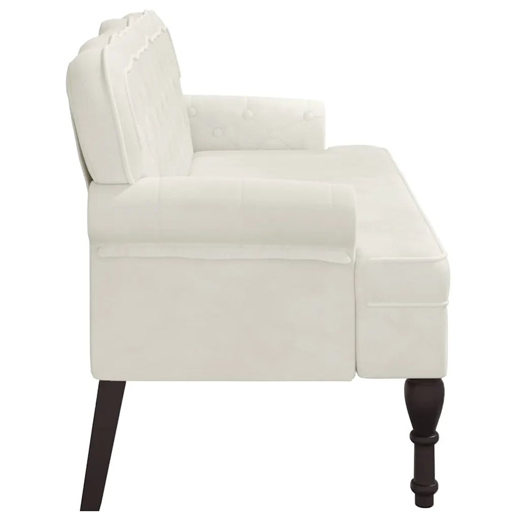 Panca con Schienale Crema 119,5x64,5x75 cm in Velluto 372163